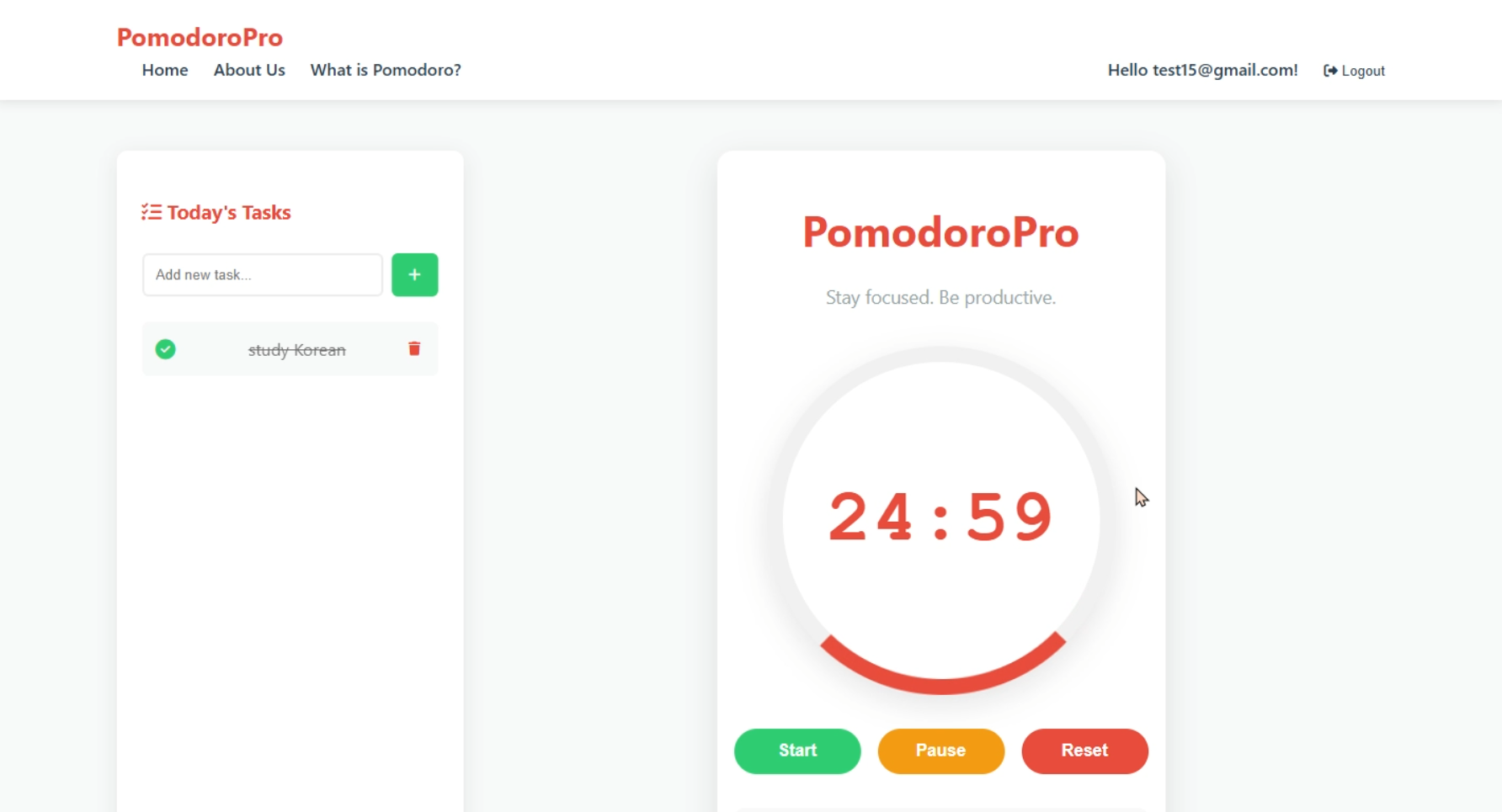 Pomodoro App Screenshot